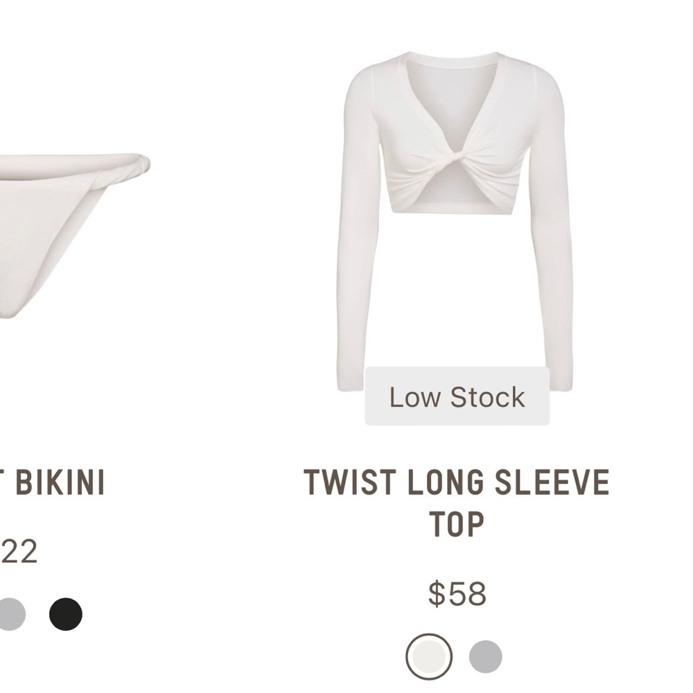 SKIMS TWIST LONG SLEEVE TOP IN GREY